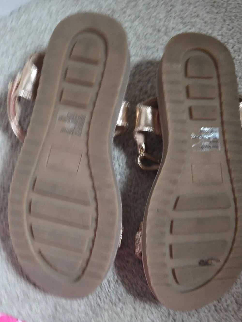 Badgley Mischka Kids Rose Gold Braided & Beaded Strap Sandals